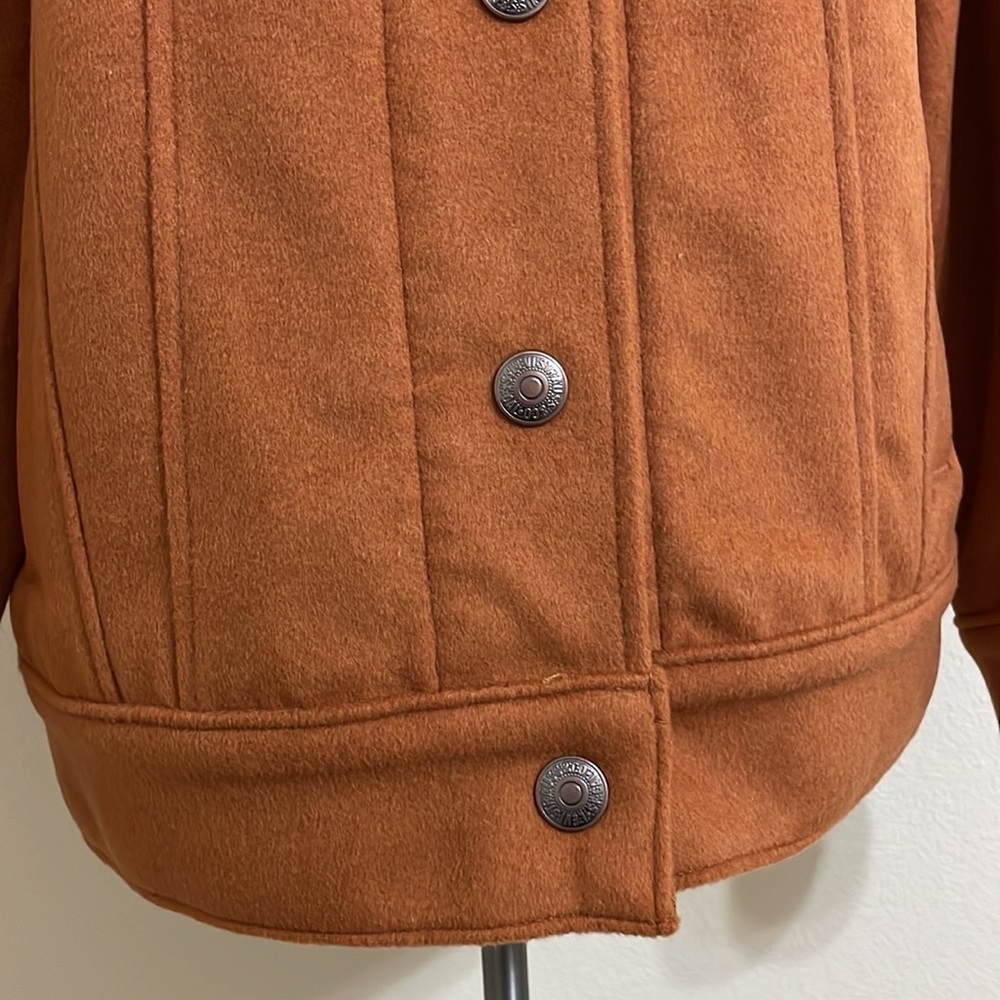 New ANTHROPOLOGIE Levi’s Varsity Trucker Jacket Oversize Wool Quilted Trending - Picture 9 of 14